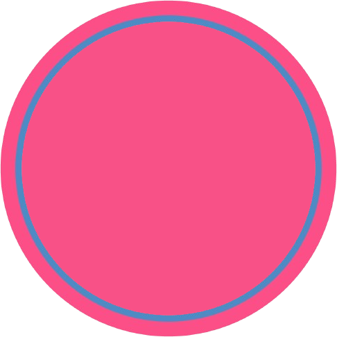 A pink circle with blue lines around it.